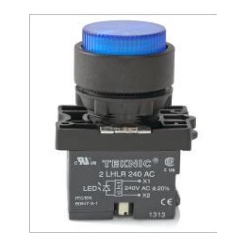 Teknic Blue Led / Blue Lens Illuminated Actuator Flasher With Integral LED Bulb, P2ALRP6LF